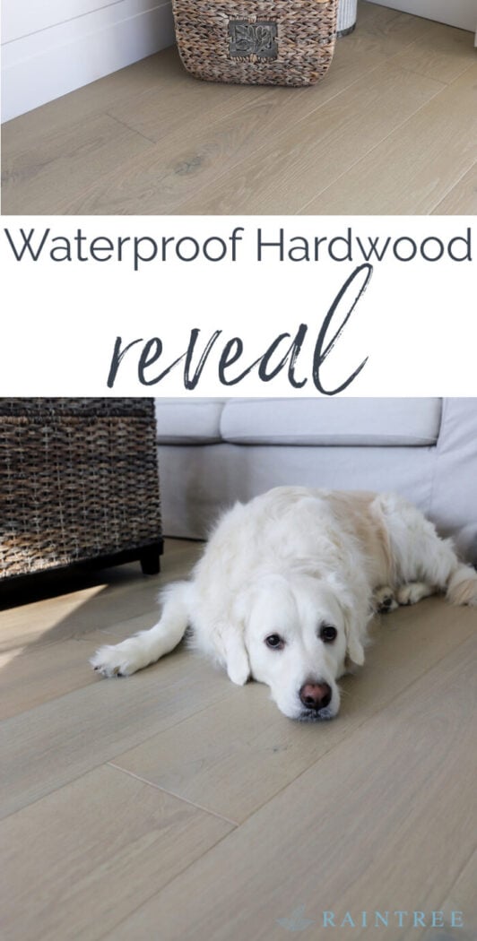 It's reveal day! I'm sharing our whole beach condo and our beautiful new waterproof hardwood flooring. artsychicksrule.com #sponsored #raintreeflooring #woodwithoutworry #waterproofflooring #waterproofhardwood #realhardwood