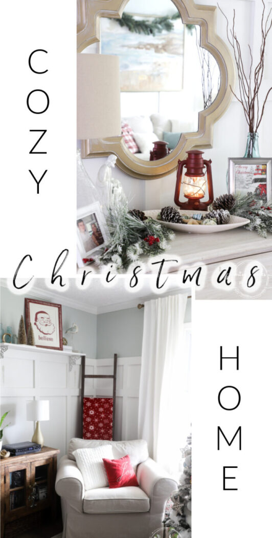 Create a cozy Christmas living room (and home) with sweet, sentimental touches, pops of red, cozy throws, and pillows! artsychicksrule.com