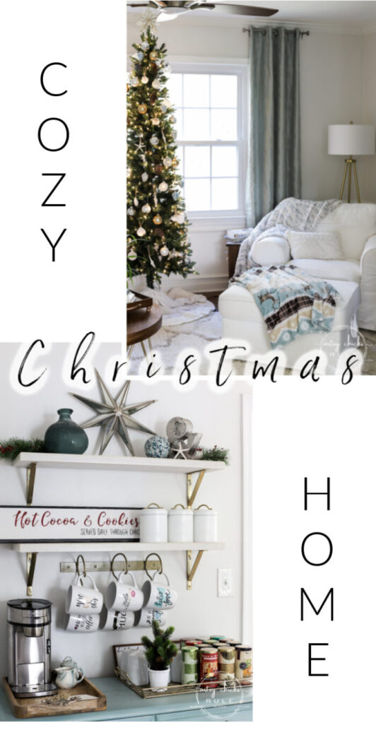 Creating a cozy Christmas kitchen (and home) with simple touches of red and treasured collections for a relaxed, homey feel. artsychicksrule.com