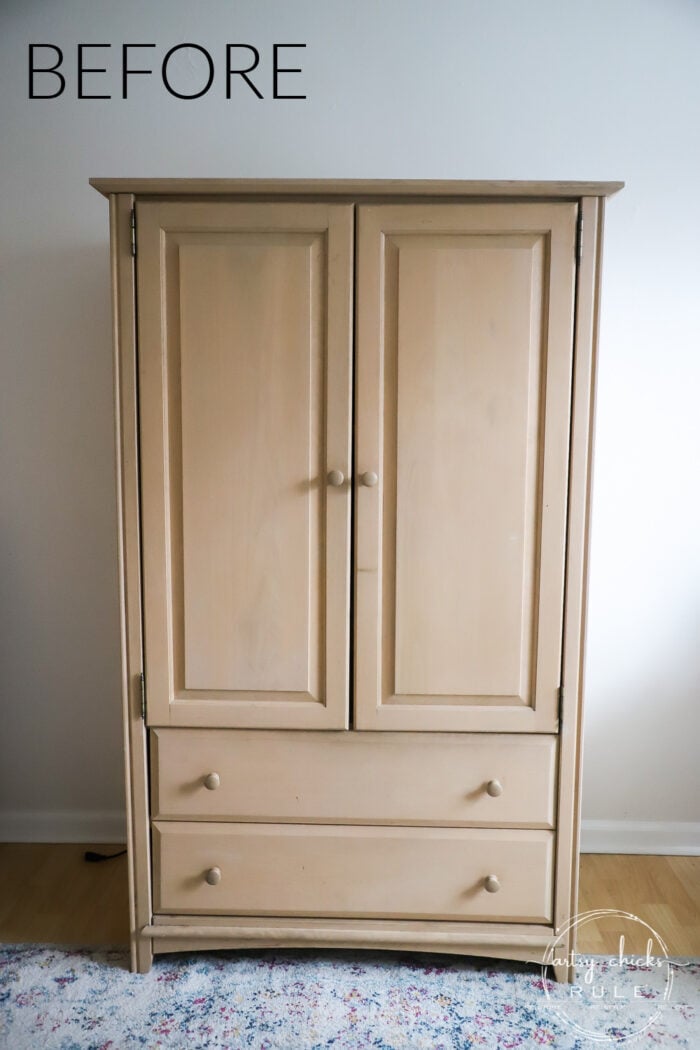 natural wood armoire