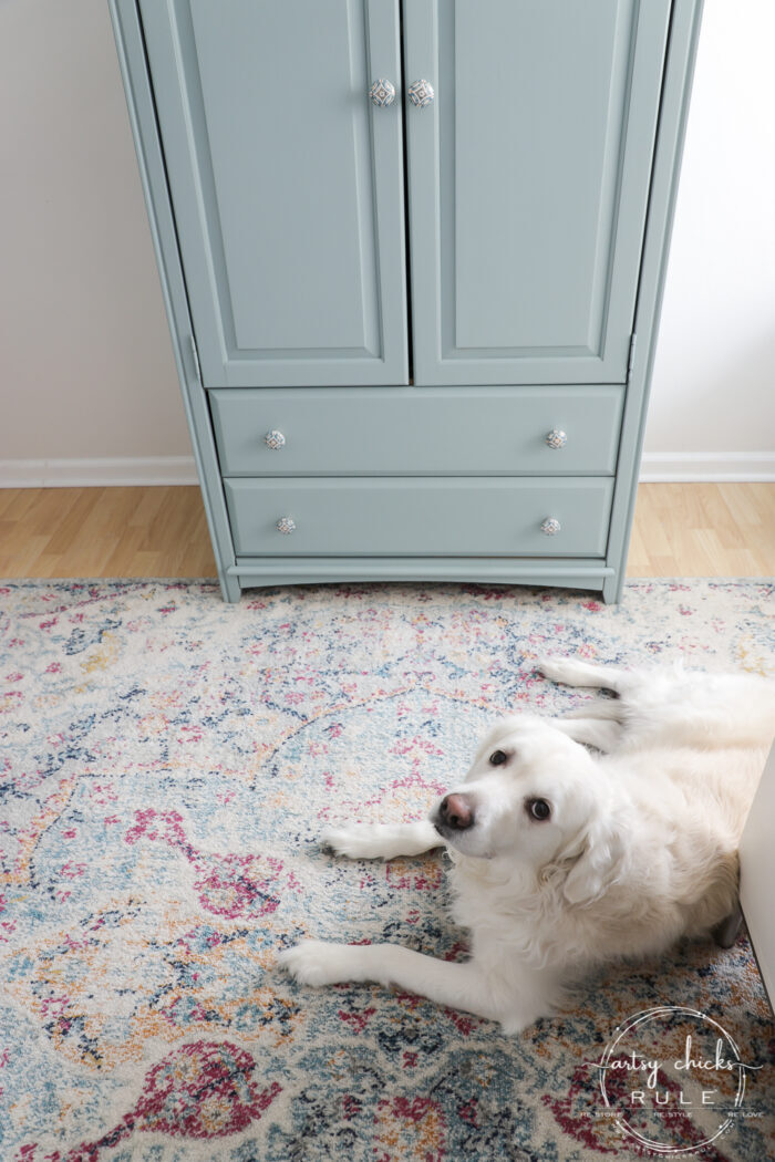 This French Eggshell Fusion Mineral paint is a beautiful choice for a large piece like this! And not topcoat needed! artsychicksrule.com