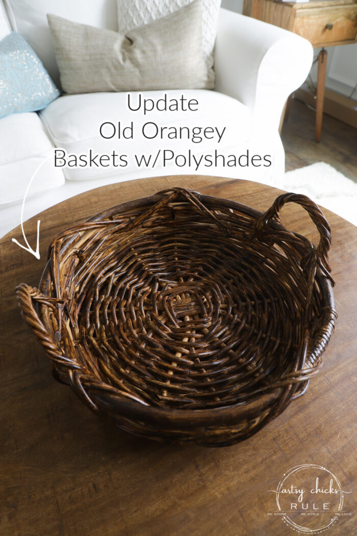 Polyshades basket makeover...SO simple, quick, and a fun way to give your old baskets new life! artsychicksrule.com