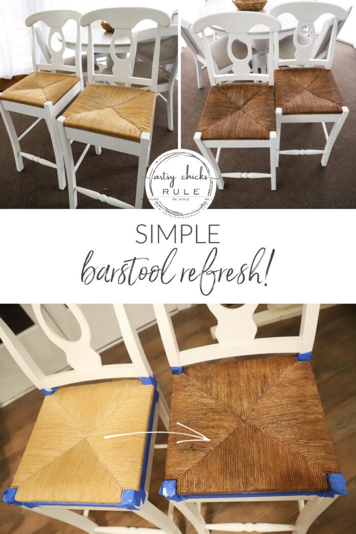 This simple, quick and easy barstool refresh will have your old ones looking like new! artsychicksrule.com