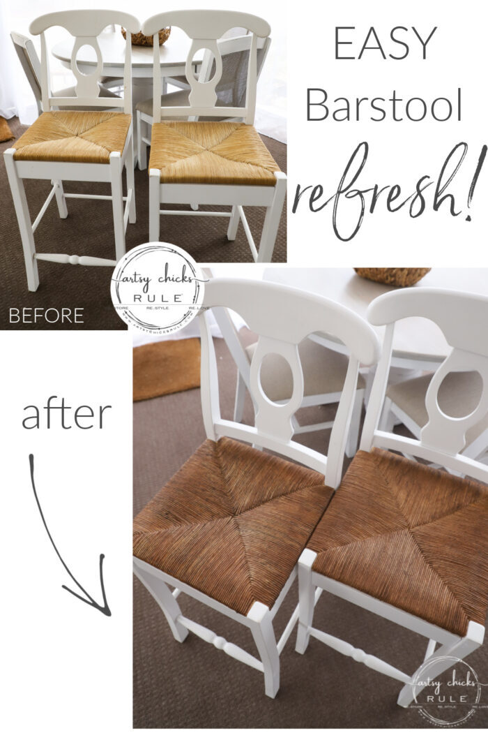 This simple, quick and easy barstool refresh will have your old ones looking like new! artsychicksrule.com