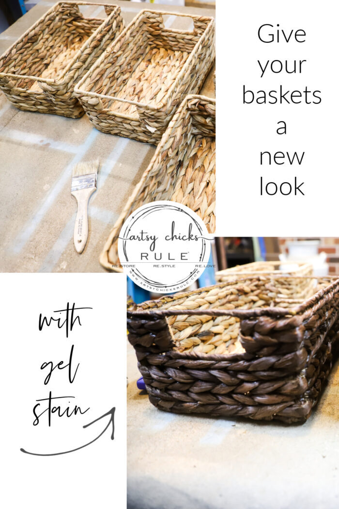 Another quick and easy basket makeover! Make your old baskets, cheap inexpensive baskets (or just plain baskets) look amazing and new! artsychicksrule.com