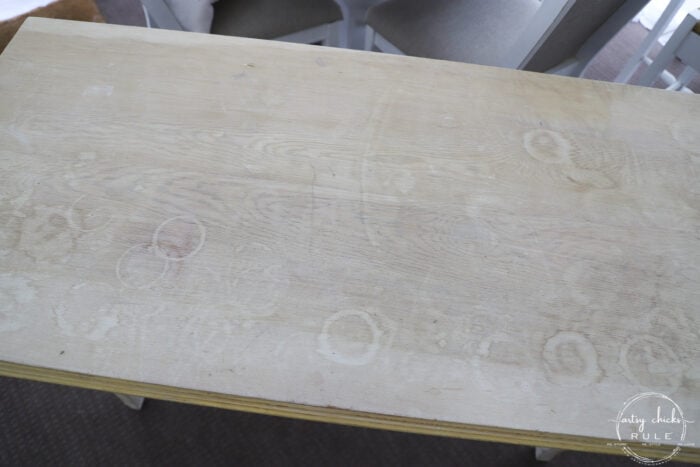 console table top with water rings