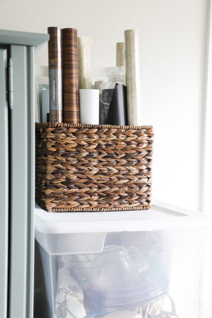 basket with vinyl