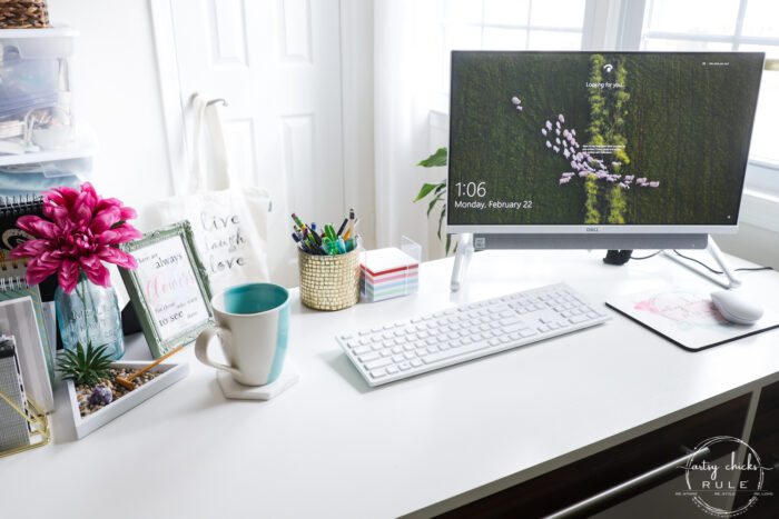 desktop with computer and keyboard