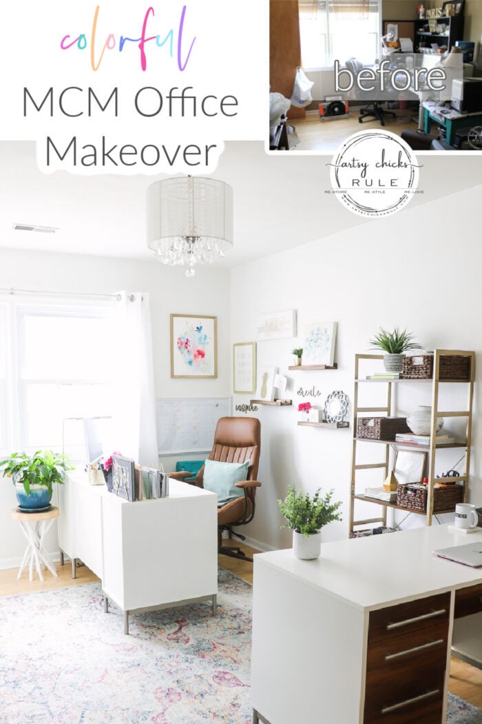 Colorful Mid Century Modern Office Makeover Artsy Chicks Rule