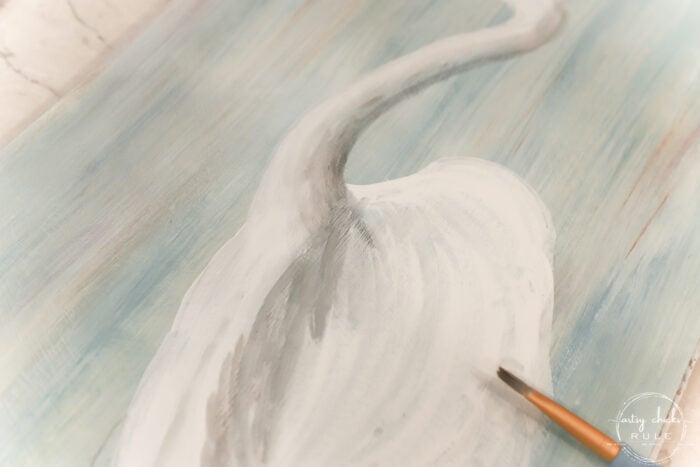 shading in blue heron painting