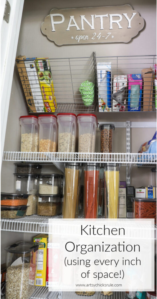 Kitchen organization tips, ideas, and my favorite products for using every single inch in your kitchen and pantry! artsychicksrule.com