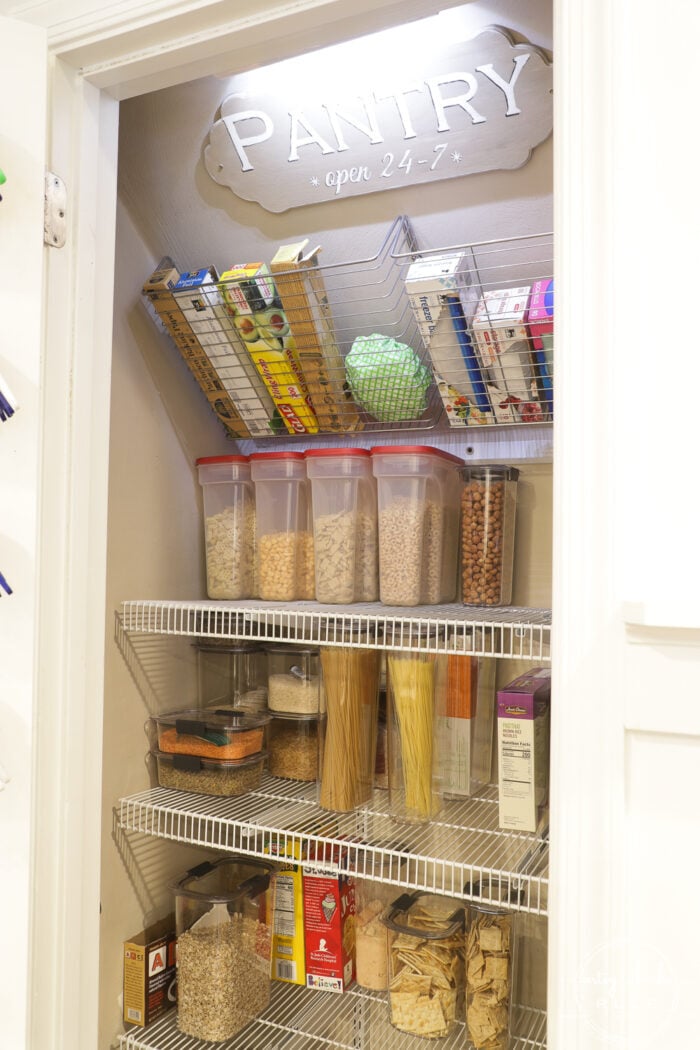 Pantry closet showing light inside