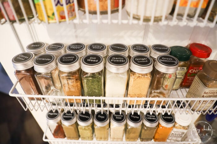 Pantry closet door shelves for spices