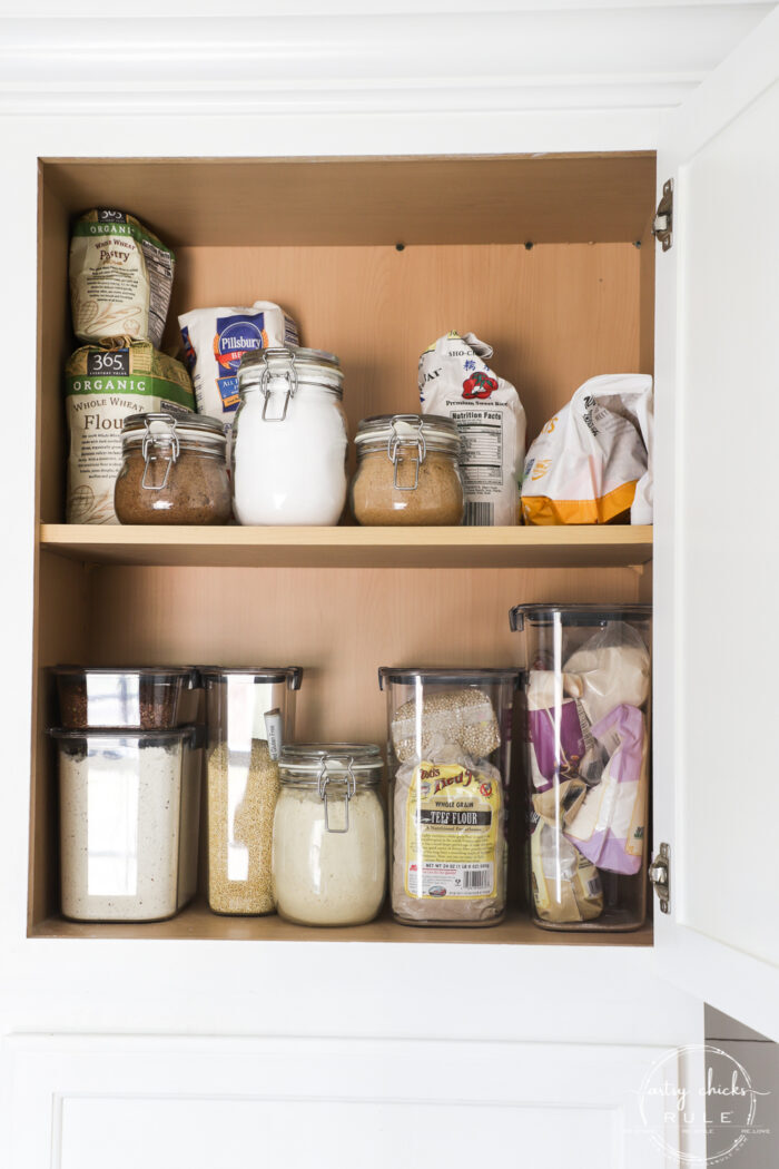 baking flours after photo organized with food storage containers