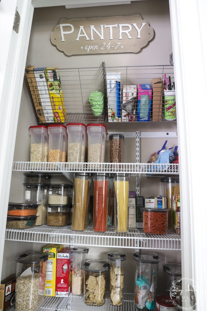 Pantry closet with pantry sign