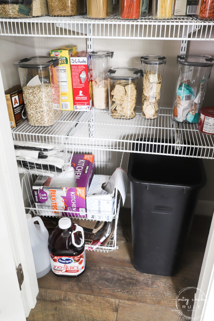 Pantry closet with recycle bin