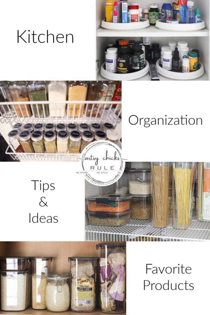 Kitchen organization tips, ideas, and my favorite products for using every single inch in your kitchen and pantry! artsychicksrule.com