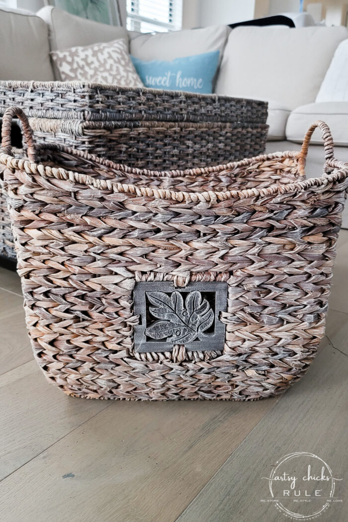 Dry brushed basket with white paint