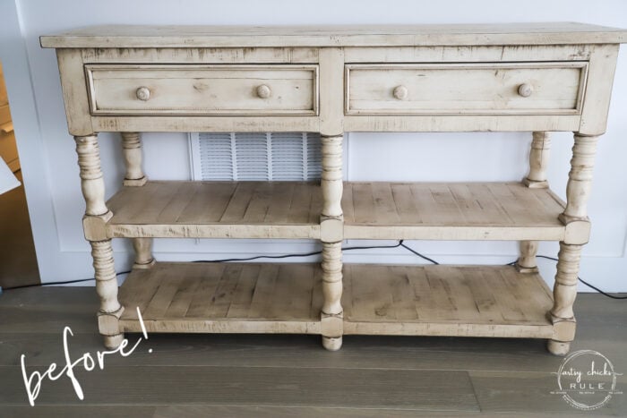 yellow console table before