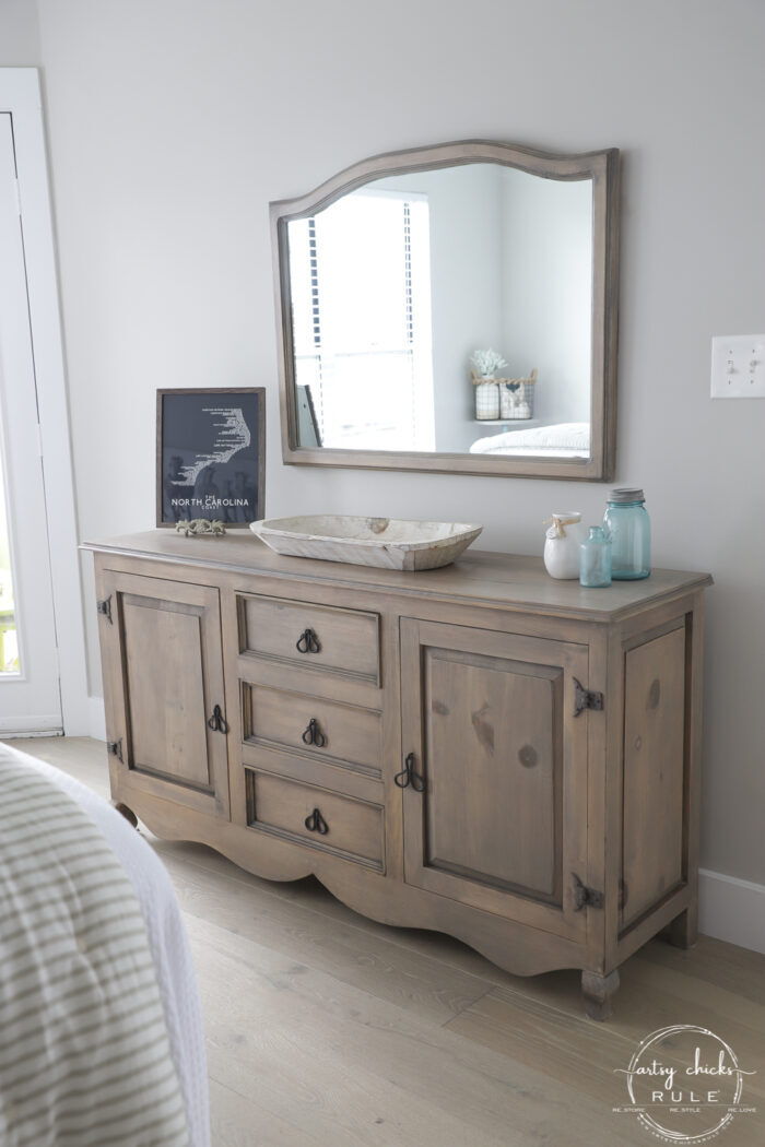 finished driftwood stain dresser project photo