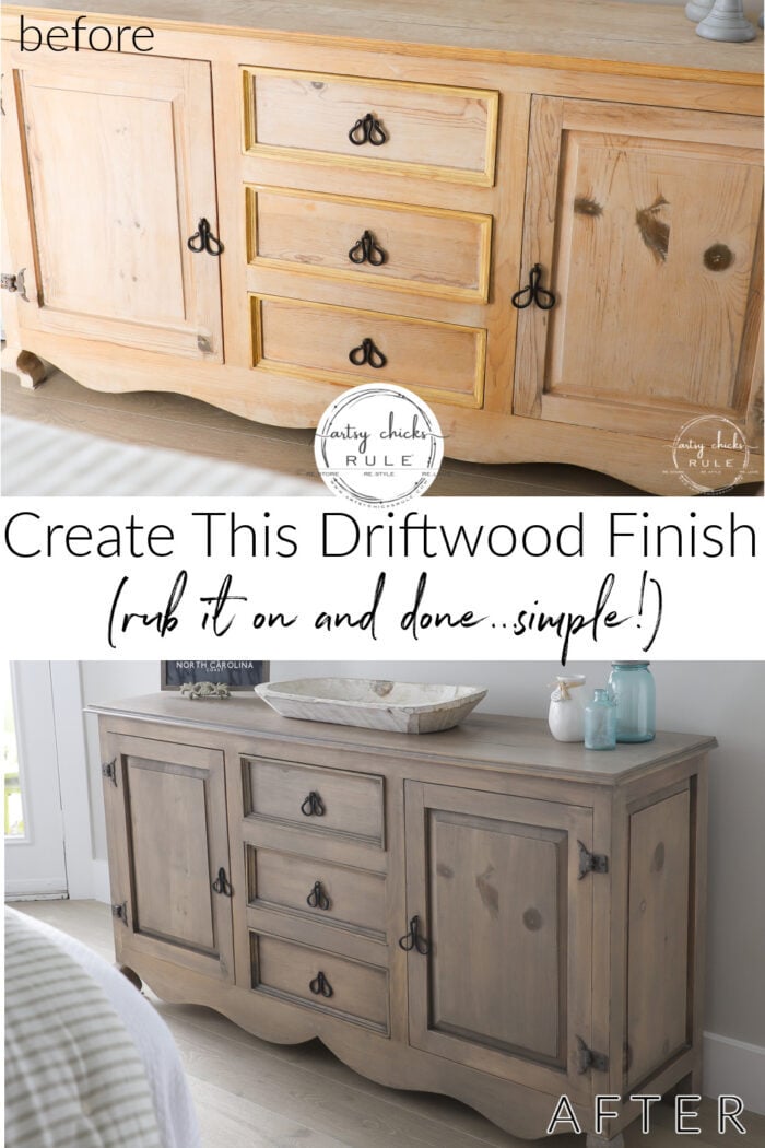 Create this driftwood stain dresser look simply (and quickly!) with ONE product...one and done! artsychicksrule.com