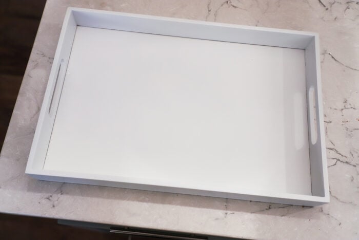 Tray spray painted white