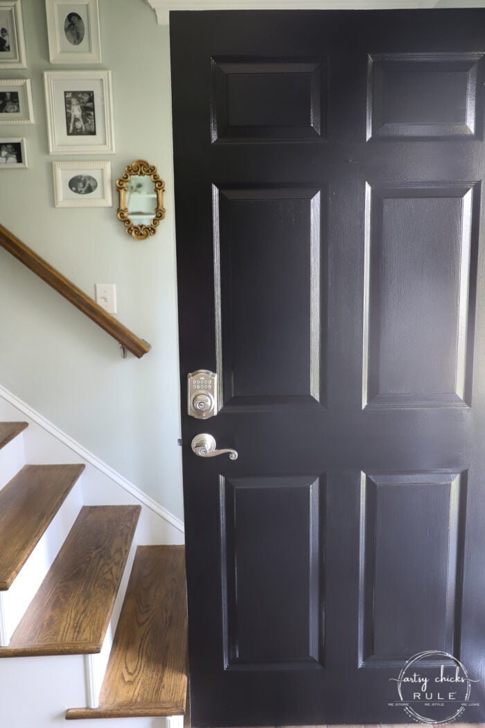 painted black front door