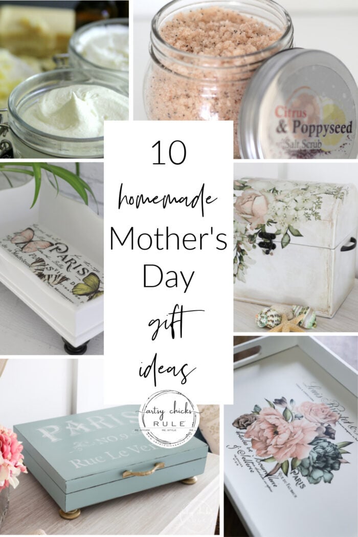 Need some ideas for a homemade Mother's Day gift?? I've got 10 for you! Super easy, amazing handmade gifts for that special mom in your life. artsychicksrule.com