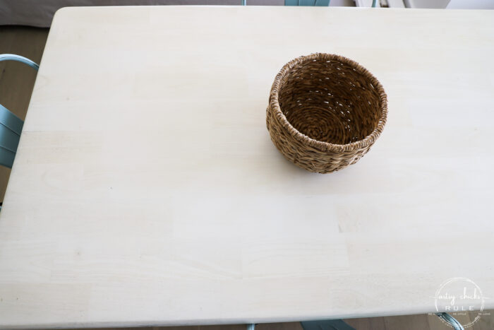 basket on tabletop top view