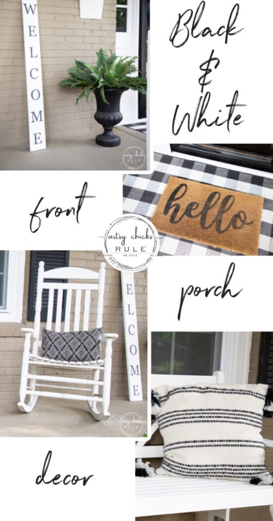 Simple and classic black and white porch decor go with every season! Add a splash of color for a change with the seasons! artsychicksrule.com