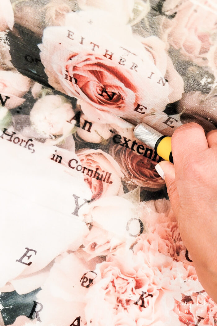 cutting pink rose floral paper