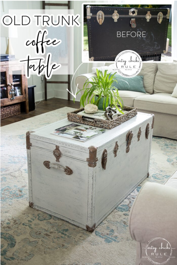 Rustic trunk end shop table