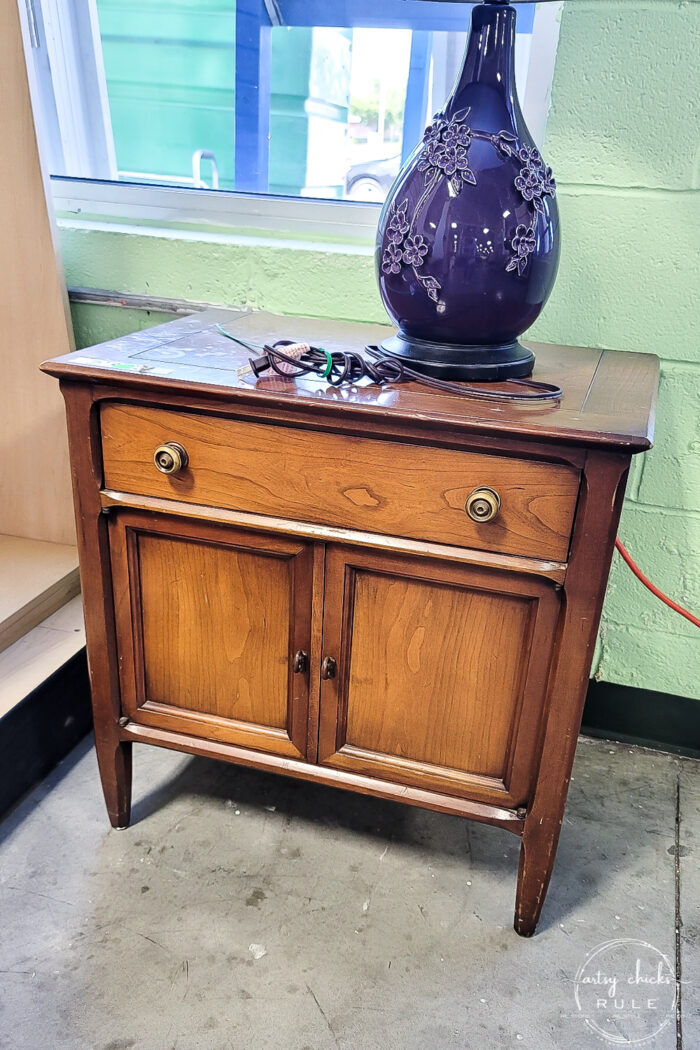 wood nightstand with drawer and 2 doors