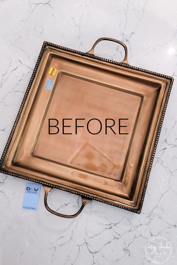 gold metal tray