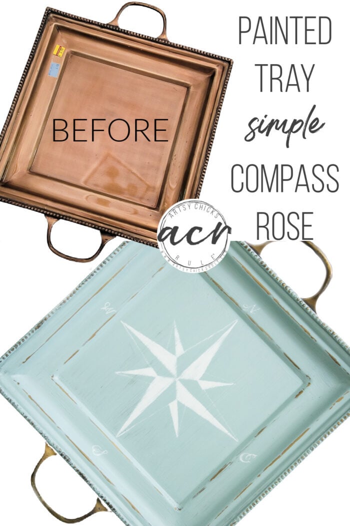 A very easy and fun way to update your thrifty find...a compass rose tray! The compass rose is SIMPLE to create! artsychicksrule.com #compassrose