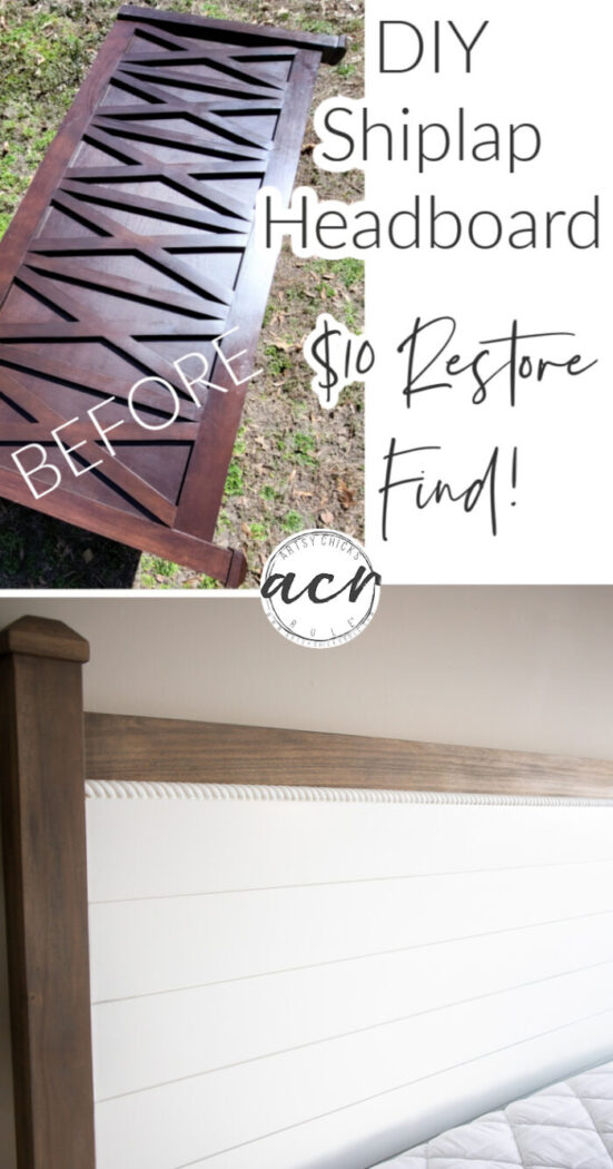 DIY Shiplap Headboard ($10 Restore Find) - Artsy Chicks Rule®