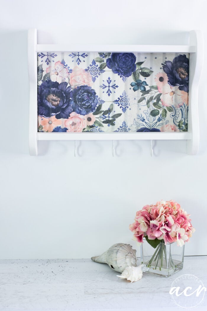 Floral Decoupage Shelf Makeover