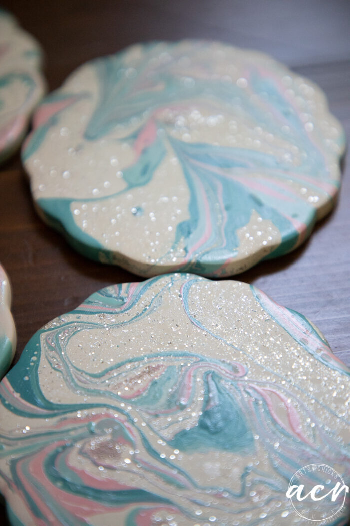 sparkly polish on coasters