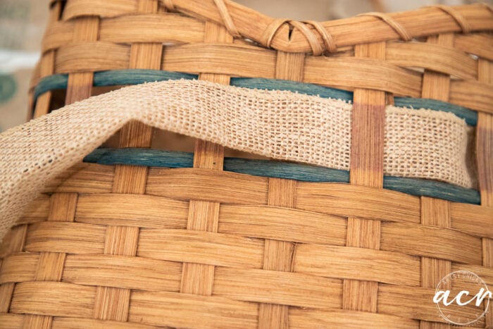 ribbon weaving into basket