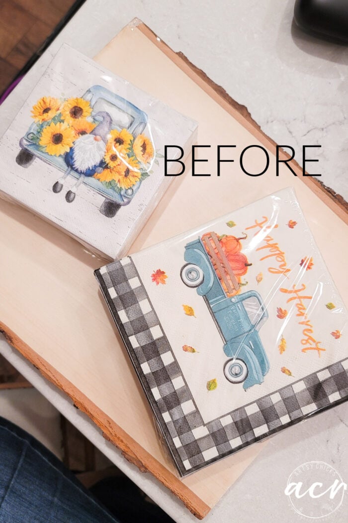 Napkin Decoupage Pumpkin Sign and free printable Artsy Chicks
