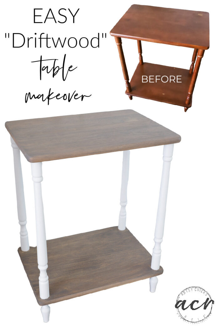 This old "throwaway" table got left behind...but I brought it back to life with a whole new look. Driftwood stain for the win! artsychicksrule.com #driftwoodstain