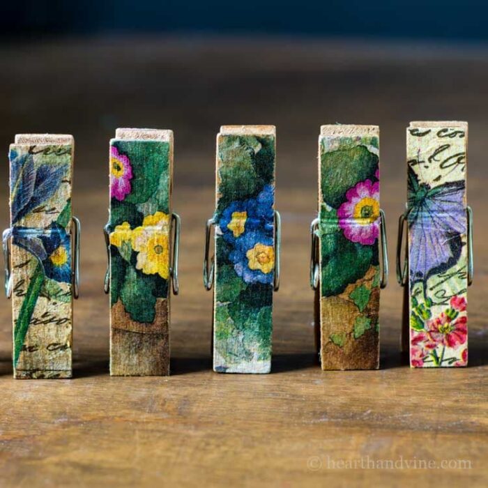 clothespins with flowers on them