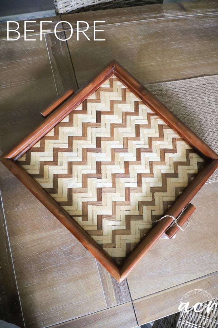 chevron patterned wood base wood tray