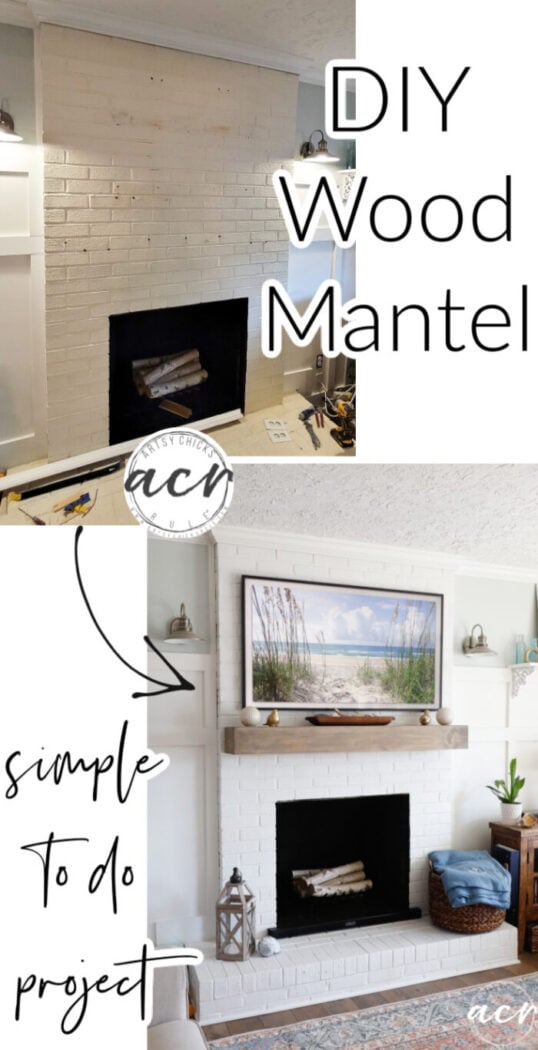 Learn how to make your very own DIY wood mantel!! It's easier than you think!! artsychicksrule.com