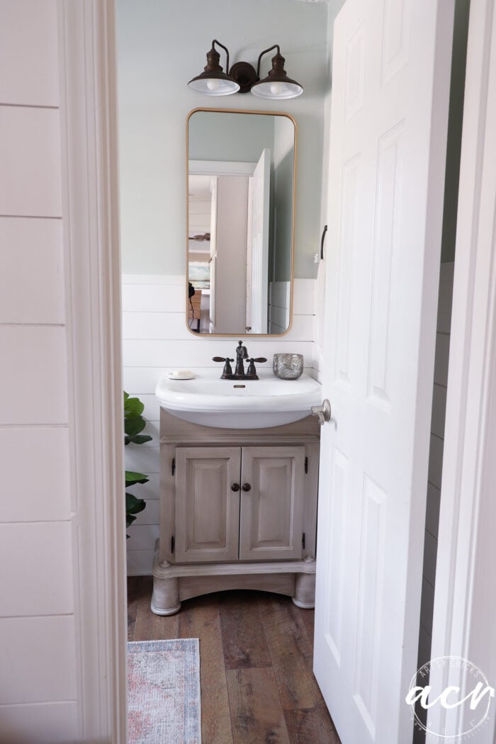 looking into bathroom from laundry room