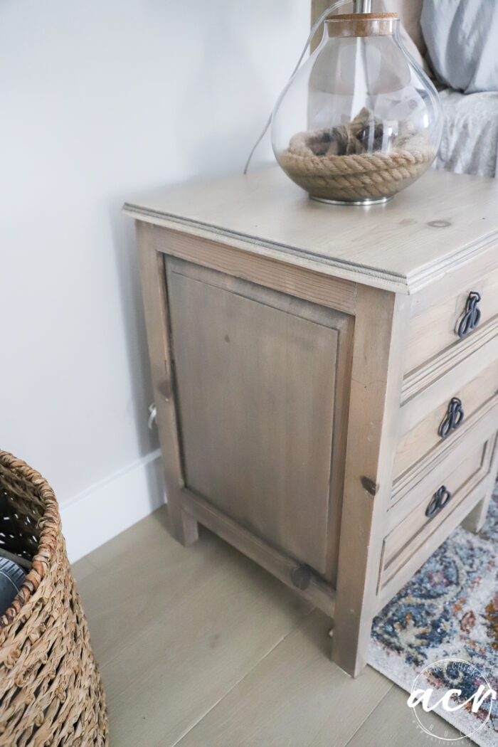 side of driftwood stained nightstand