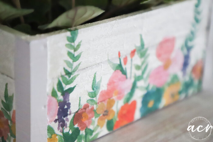 up close photo of floral napkin decoupage