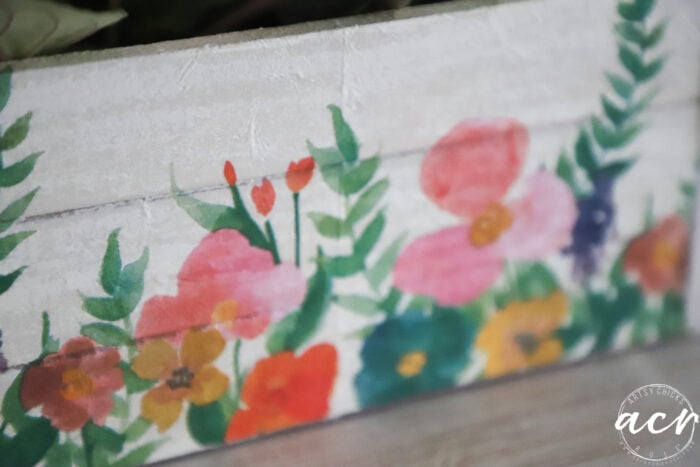 up close photo of floral napkin decoupage