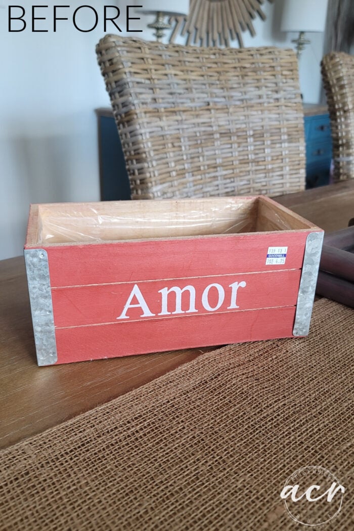 before photo of red box with amor on front