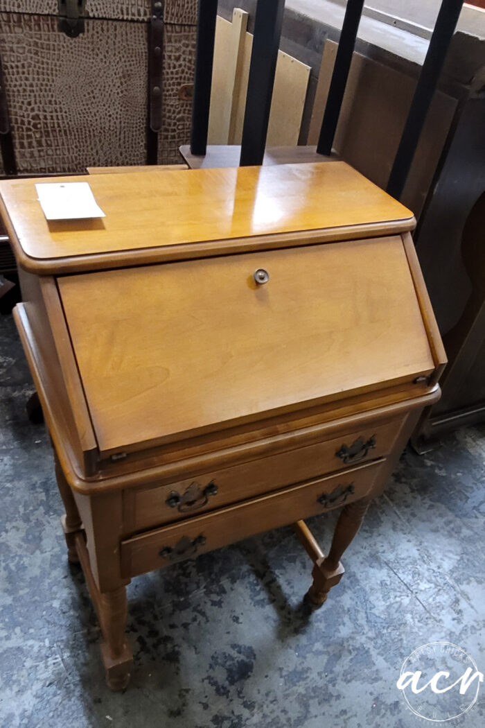 small light stained secretary desk